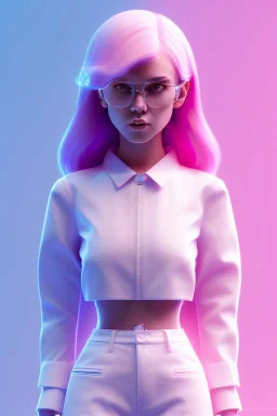 isometric clean art of super cute girl, soft lighting, soft pastel gradients, high definition, 3d icon clay render, blender 3d