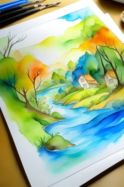 create cover paint,tło kwiatowe, landscape watercolor, for coer coloring book