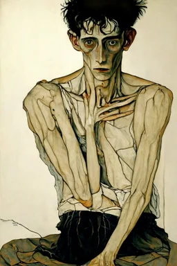 painting of a figure with the life-filled void of an empty existence, egon schiele masterpiece