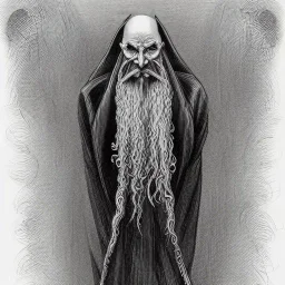 Russian Orthodox nosferatu long beard tentacles with long arms and a robe made a human faces