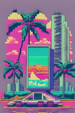 80s miami drawing cartoon pixel art