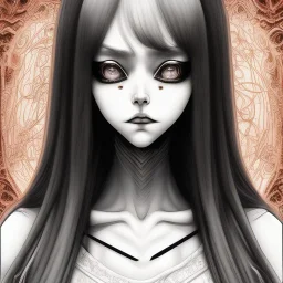 gothic girl, Junji Ito style,