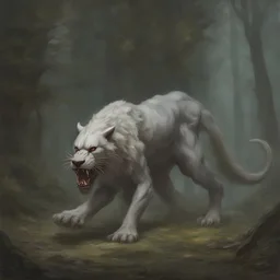 dnd, ghost smilodon, 2 large fang, fantasy,