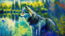 a wolf in monet style