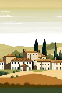 Tuscany in style of Yoshida Hiroshi, minimal buildings