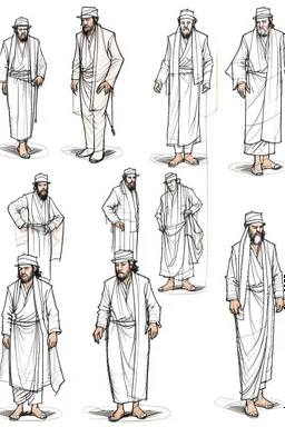 Sketches drawing the figure of an Arab man