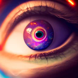 close macro photo shot of an eye of an elf girl, magic is seen deep inside, mirroring, hyperrealistic, colorful, cinematic lighting