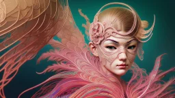 centered detailed venetian mask, vibrant peacock feathers, intricate, elegant, highly detailed, digital painting, artstation, smooth, sharp focus, illustration, illuminated lines, outrun, vaporware, intricate venetian patterns, cyberpunk darksynth, by audrey kawasaki and ilya kuvshinov and alphonse mucha