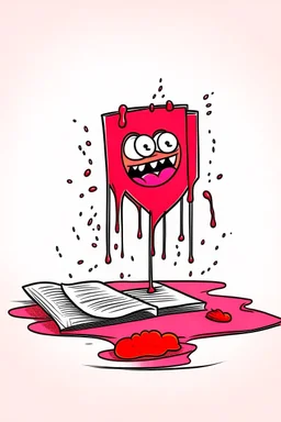 blood on one paper cartoon art