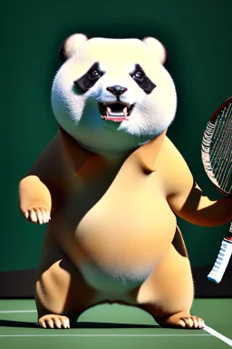 Egyptian gods playing tennis with fat pandas