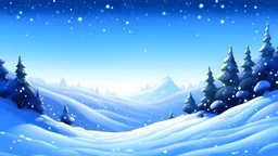 fantasy cartoon style: Upon a snowy hill. It is morning, and the snow sparkled like a million tiny magical diamonds.