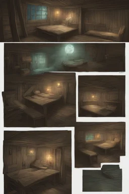 Dnd background, inside of a shack night time