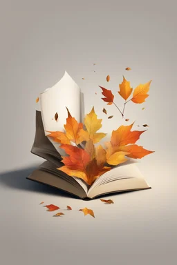 square logo , landscape with leaf fall, flying leaves in the book