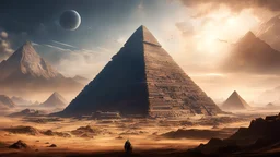 a highly detailed epic cinematic concept art an alien pyramid landscape , art station, landscape, concept art, illustration, highly detailed artwork cinematic, hyper realistic painting