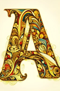 The letter A made out of artistic designs