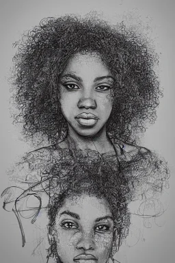 scribble portrait of Black woman, 8k resolution, r_drawings_rene, scribble, scribble drawing, scribble art, behance, rdrawings25, synthetic, hairy scribble fill, line draw, scribble sketch, , Vince low