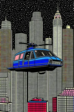 punisher sku;; city car helicopter chase in the style of Hiroshi Nagai