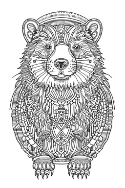 Outline art for Beaver Mandala, White background, Sketch Style, full Body, Only use outline, Mandala style, clean line art, White background, no shadows, and clear and well outlined