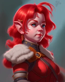 a portrait of a fantasy halfling rouge, painted by Mike Saas