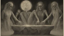 The eerie image exudes an aura of mystery and horror. It features a cryptic symbol centered around the concept of "The Hidden World Government." Dark, shadowy colors permeate the image, creating a stark contrast between light and darkness, evoking spine-chilling suspense. Carefully drawn details reveal hidden hands that draw attention, hinting at secrecy and the unseen forces that control the world. The ominous, darkened sky and an atmosphere tainted with mystery intensify the sense of horror a