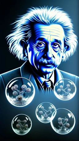 Albert Einstein, detailed and intricate calligraphy ink painting of a "cyborg Mad Scientist" holding beakers, outer space Background cosmic fractals, dystopian, concept art, unreal engine 5, god rays, ray tracing, RTX, lumen lighting, ultra detail, volumetric lighting, 3d, finely drawn, high definition, high resolution. award-winning: professional portrait: atmospheric: commanding: fantastical: clarity: 16k: ultra quality: striking: brilliance: stunning colors: amazing depth: masterfully crafted