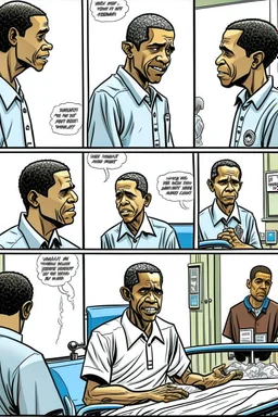 Obama’s hospital incident as a comic strip.