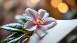 Jasmine flower, shiny paper, beautiful, exciting details, and a fantastical sister.Canon EOS Nikon D850.Cinematic shot with soft depth of field