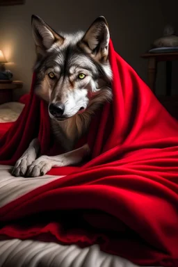el lobo se disfrazó de abuela de caperucita roja y se acostó en su cama