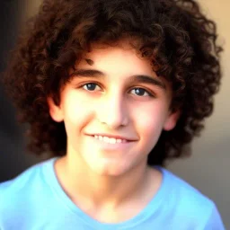 beautiful 12 year old arabic boy with curly hair and blue eyes