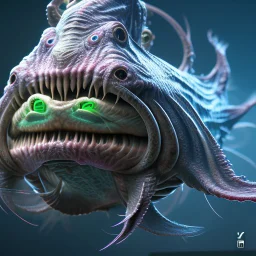 fluid ink angler fish creature, unreal engine 5, 8k resolution, photorealistic, ultra detailed