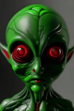 humanoid adulto pele verde de olhos grande vermelho