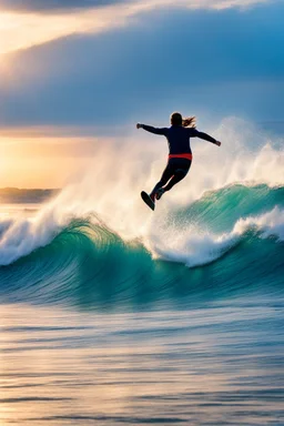 À l’aube, je me lève, Vers La Piste, la planche sous le bras, Sur la vague, je me lève aussi, Une, deux, trois fois, je vole.