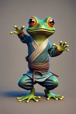 hi poly Mud Kung Fu Ninja Frog T-pose just the character and simple background