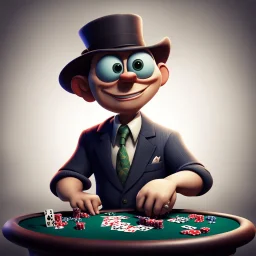 poker player, stylized, pixar