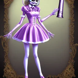 Slenderman in a sissy maid costume in a dungeon