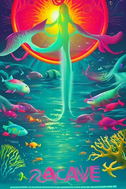 rave poster with ocean theme