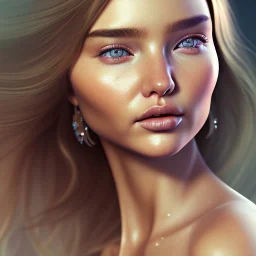 intricate stunning highly detailed girl miranda kerr, pale eyes, long blonde hair, portrait, Bokeh, shallow depth of field, blur, out-of-focus background, Macro lens, highly detailed, unreal engine 5