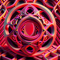 Optical Illusion, infinity symbol, pink orange red, geometric Pattern render, HD, 3D , Unreal engine, solids, intricated details, vibrant colors, Unreal Engine, octane render, 8K