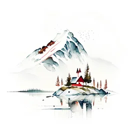 norway, artistic style, white background, simple illustration