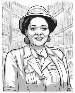 Outline art for coloring pages with HENRIETTA LACKS , white background, sketch style, only use black outline, white background, no shadows and well and clear outline , white background, sketch style, only use black outline, white background, no shadows and well and clear outline