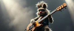 masterfully Gnoll muppet playing on one huge enourmous big guitar