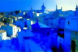 A blue city near a metropolis painted by John Singer Sargent