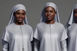 4 suore africane con tunica grigia
