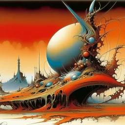 by Gerald Scarfe and Tomasz Setowski, surreal abstract art, futility's a luxury, unsettling, never before seen art from beyond,