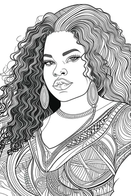 coloring page of black curvy woman