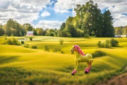 Big pink plastic toy horse. Salvador Dali