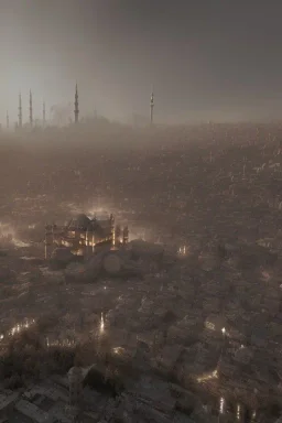 Istanbul, alien invasion, apocalypse, bokeh, hyper realistic