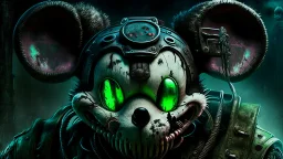 zombie mickey mouse hybrid, photorealism, movie screen capture, horror, sci-fi, retrofuturism,