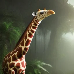 evil giraffe in rainforest