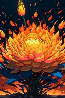 Flor quemándose estilo anime